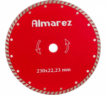 Диск отрезной алмазный универсальный "Almarez" Турбо 230ммх22,23мм 301230