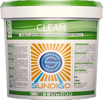 SUNDIGO ECO CLEAN Краска моющаяся для окраски стен и потолков в жилых и офисных помещениях  9л/14кг