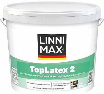 LINNIMAX Toplatex 2/ТопЛатекс 2 Краска водно-дисперсионная для внутренних работ База 1 10 л